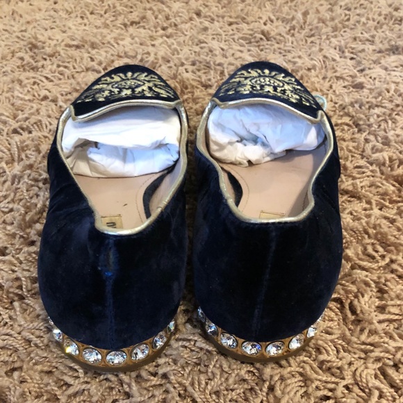 Miu Miu Crystal Velvet Loafers - Picture 2 of 4